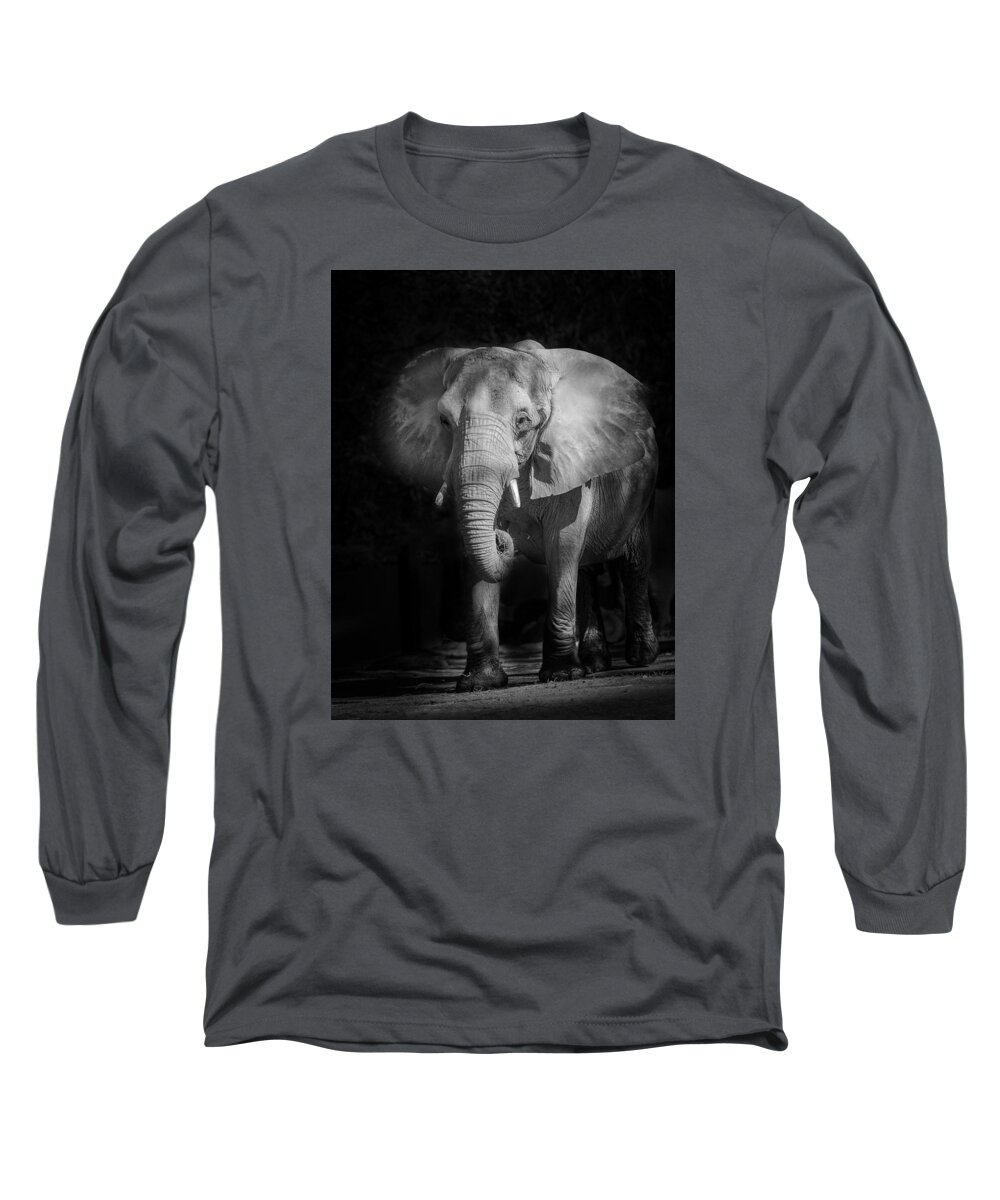 Elephant Long Sleeve T-Shirt featuring the photograph Charging Elephant by Ken Barrett