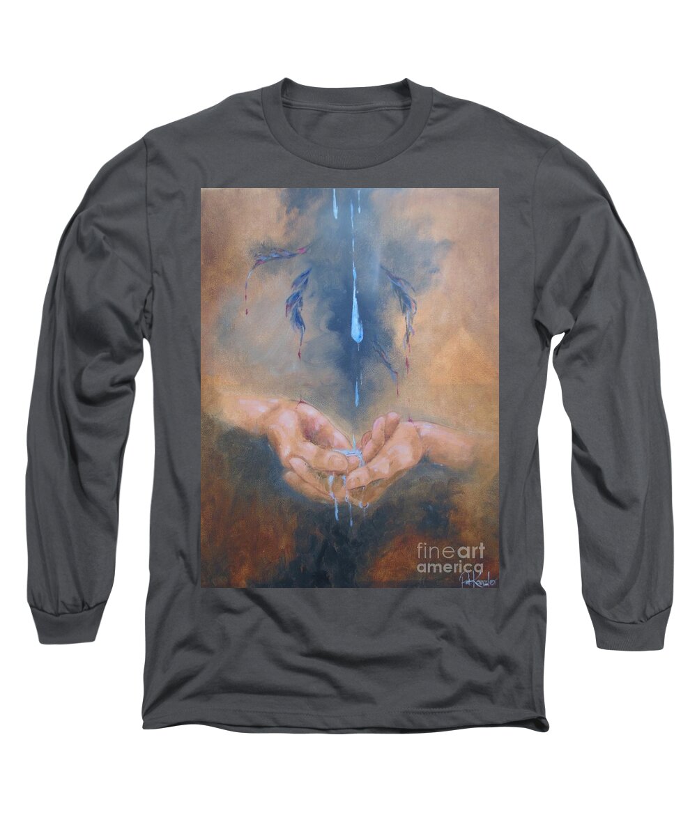 Water Protectors Long Sleeve T-Shirt featuring the painting Cherish Water Protectors by Patricia Kanzler