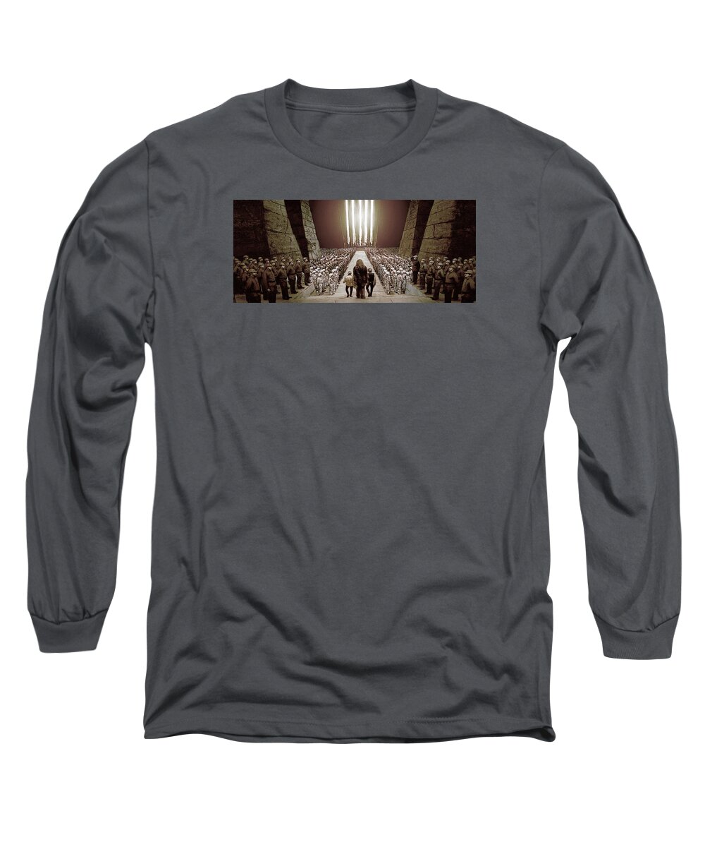 Star Wars Long Sleeve T-Shirt featuring the digital art Chewbacca's March to Disappointment by Kurt Ramschissel