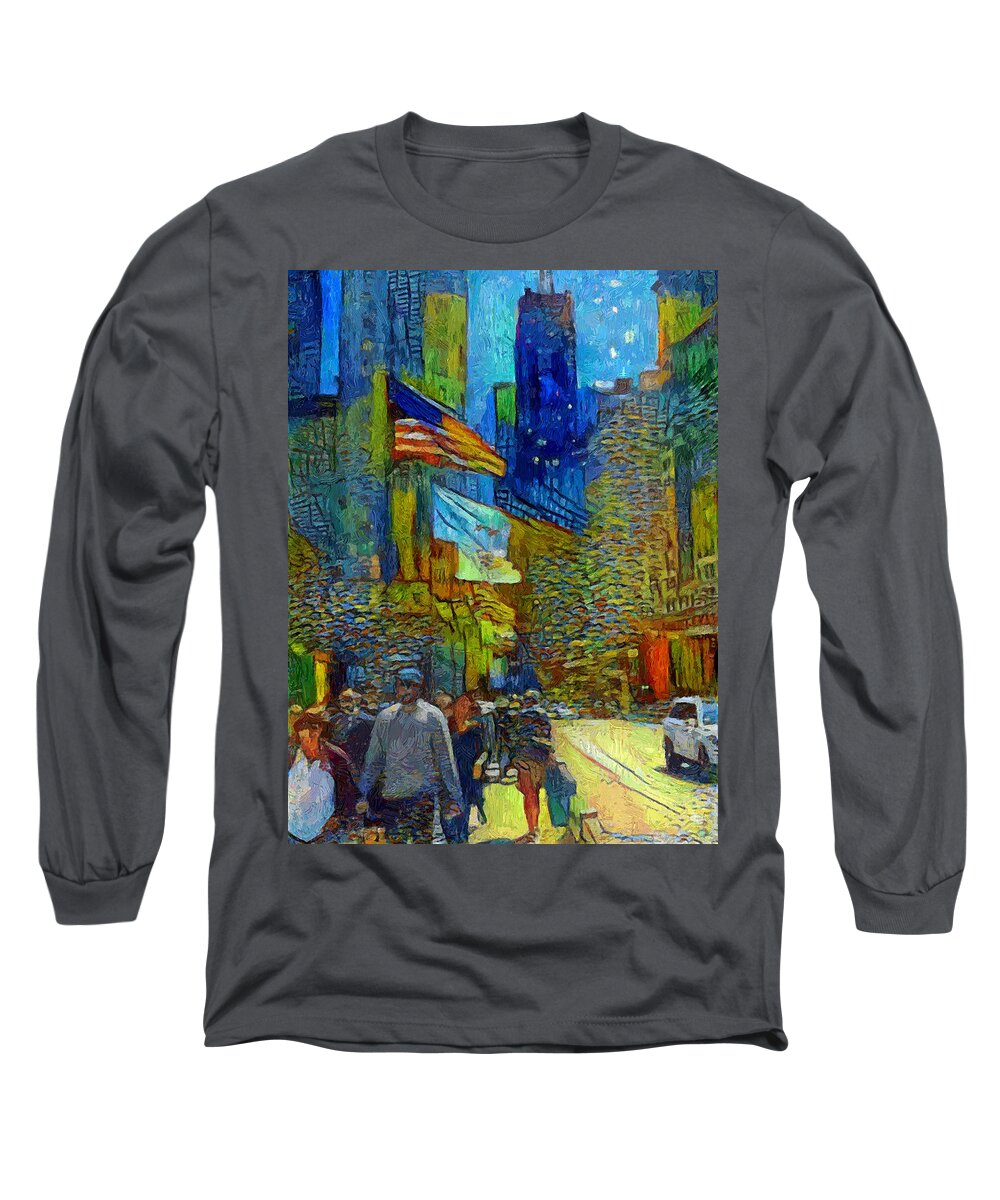 Chicago Long Sleeve T-Shirt featuring the digital art Chicago colors 2 by Yury Malkov