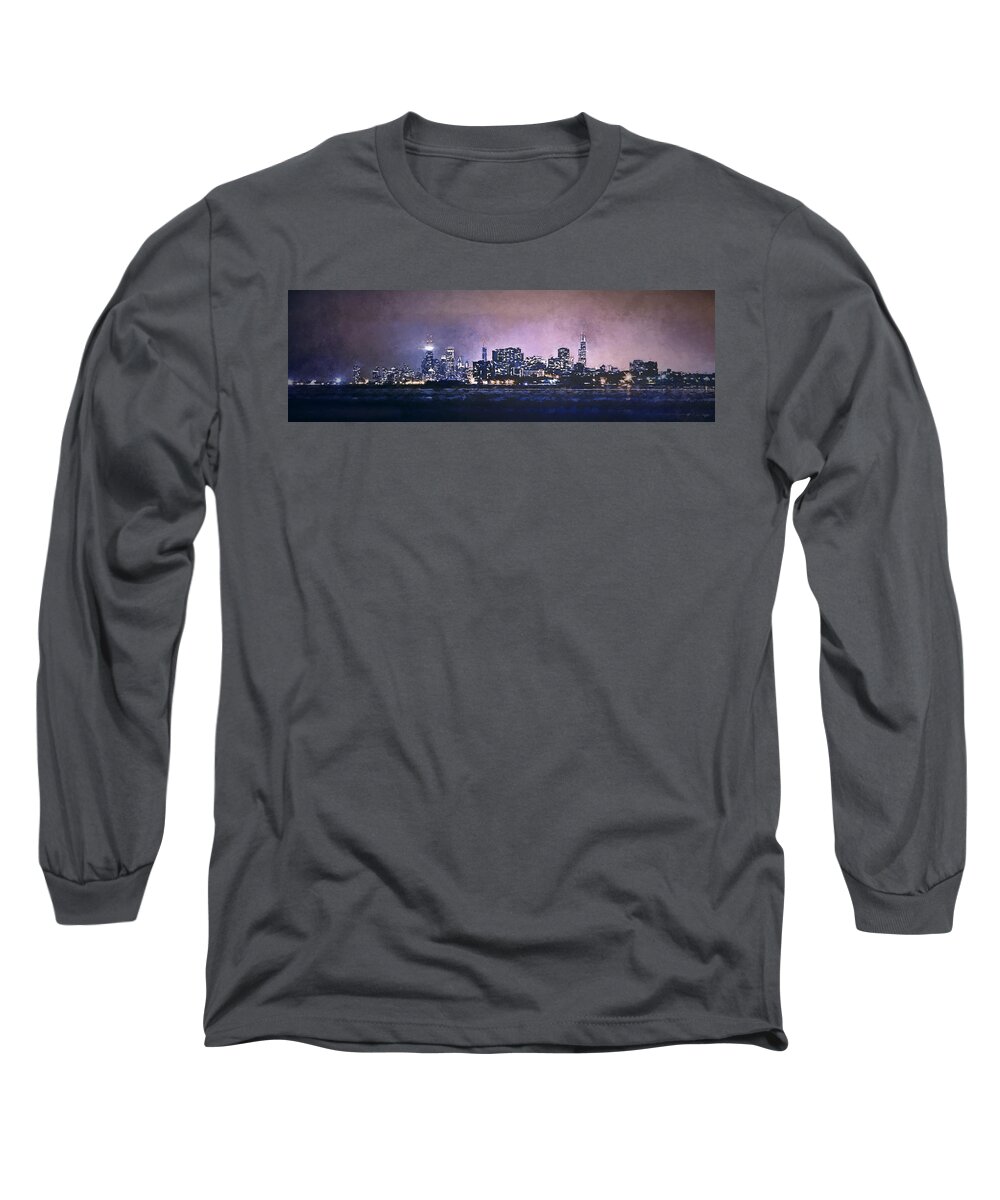 Chicago Long Sleeve T-Shirt featuring the photograph Chicago Skyline from Evanston by Scott Norris