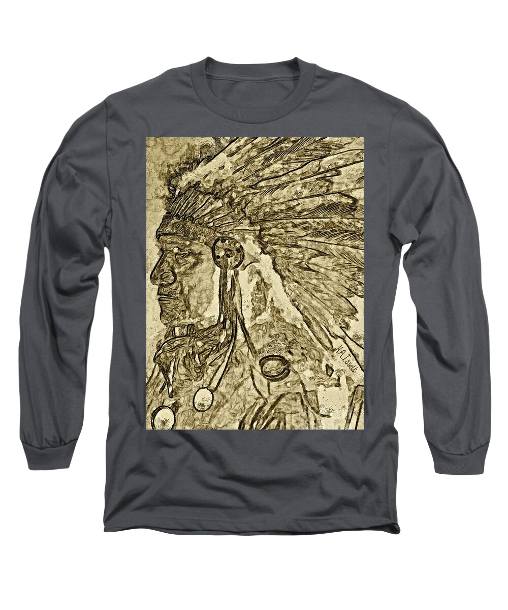 Native American Long Sleeve T-Shirt featuring the digital art Chief by Humphrey Isselt