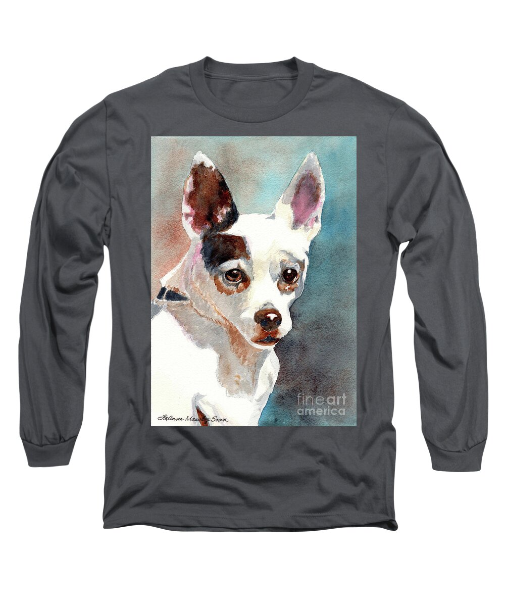 Chihuahuas Long Sleeve T-Shirt featuring the painting Chihuahua, Dog Painting, Dog Portrait, Dog Prints, Dog Art by LeAnne Sowa