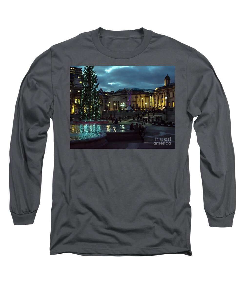 Merry Christmas Long Sleeve T-Shirt featuring the photograph Christmas In Trafalgar Square, London 2 by Perry Rodriguez