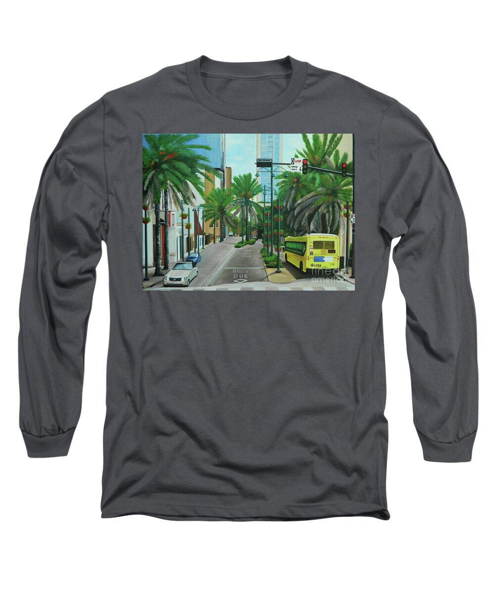 Orlando Scene Long Sleeve T-Shirt featuring the painting City Beautiful - Downtown Orlando FL by Kenneth Harris