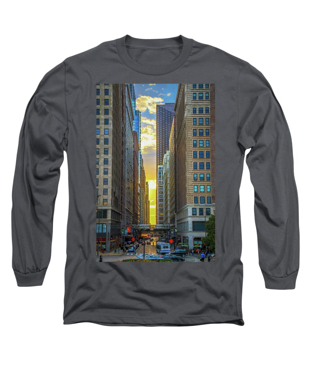 Chicago Long Sleeve T-Shirt featuring the photograph City Canyon by Tony HUTSON