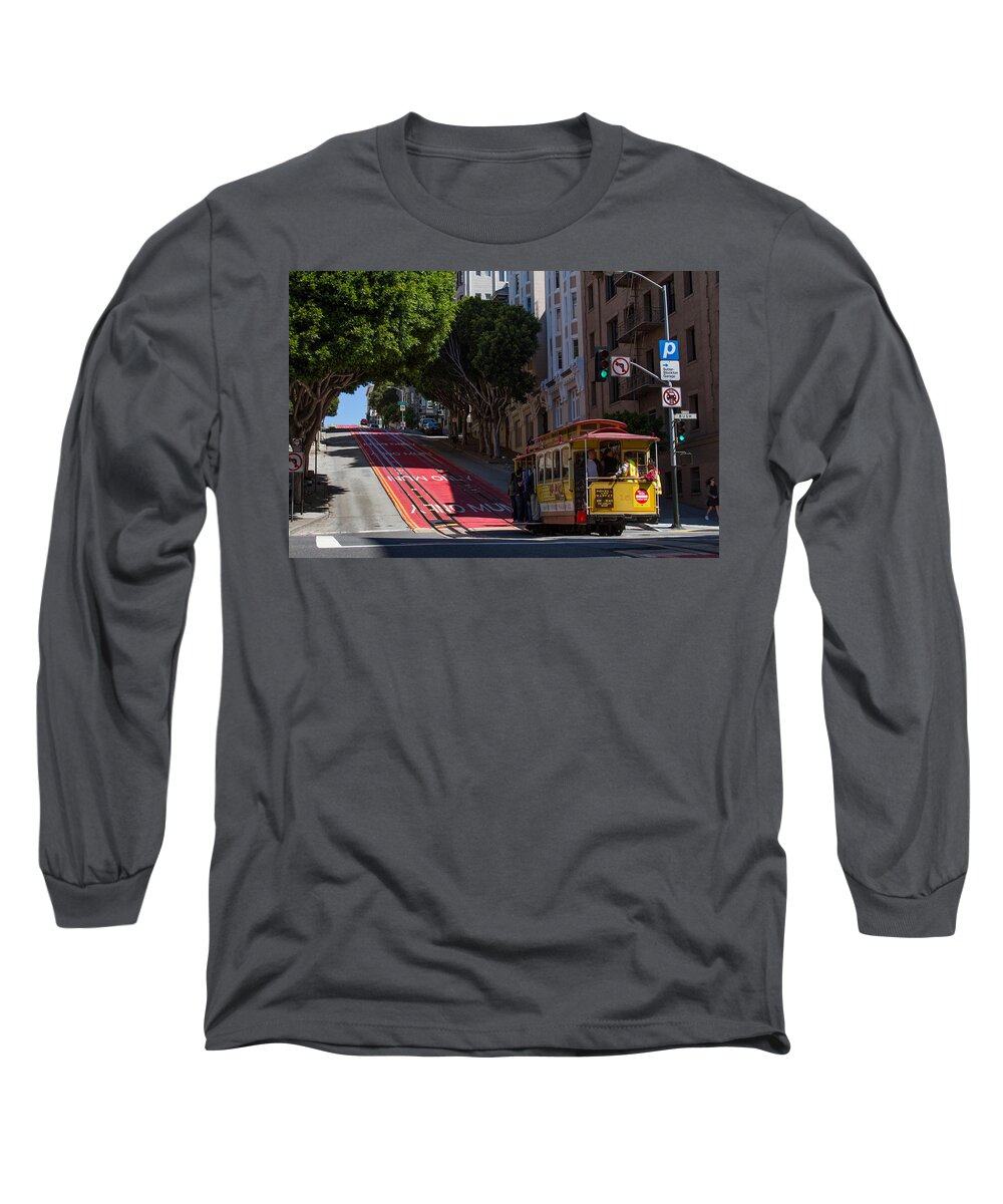 Bonnie Follett Long Sleeve T-Shirt featuring the photograph Clang Clang Goes The Cable Car by Bonnie Follett