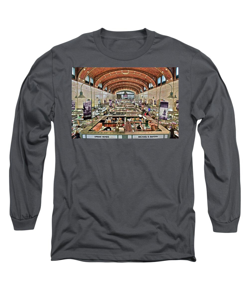 Cleveland Long Sleeve T-Shirt featuring the photograph Classic Westside Market by Frozen in Time Fine Art Photography