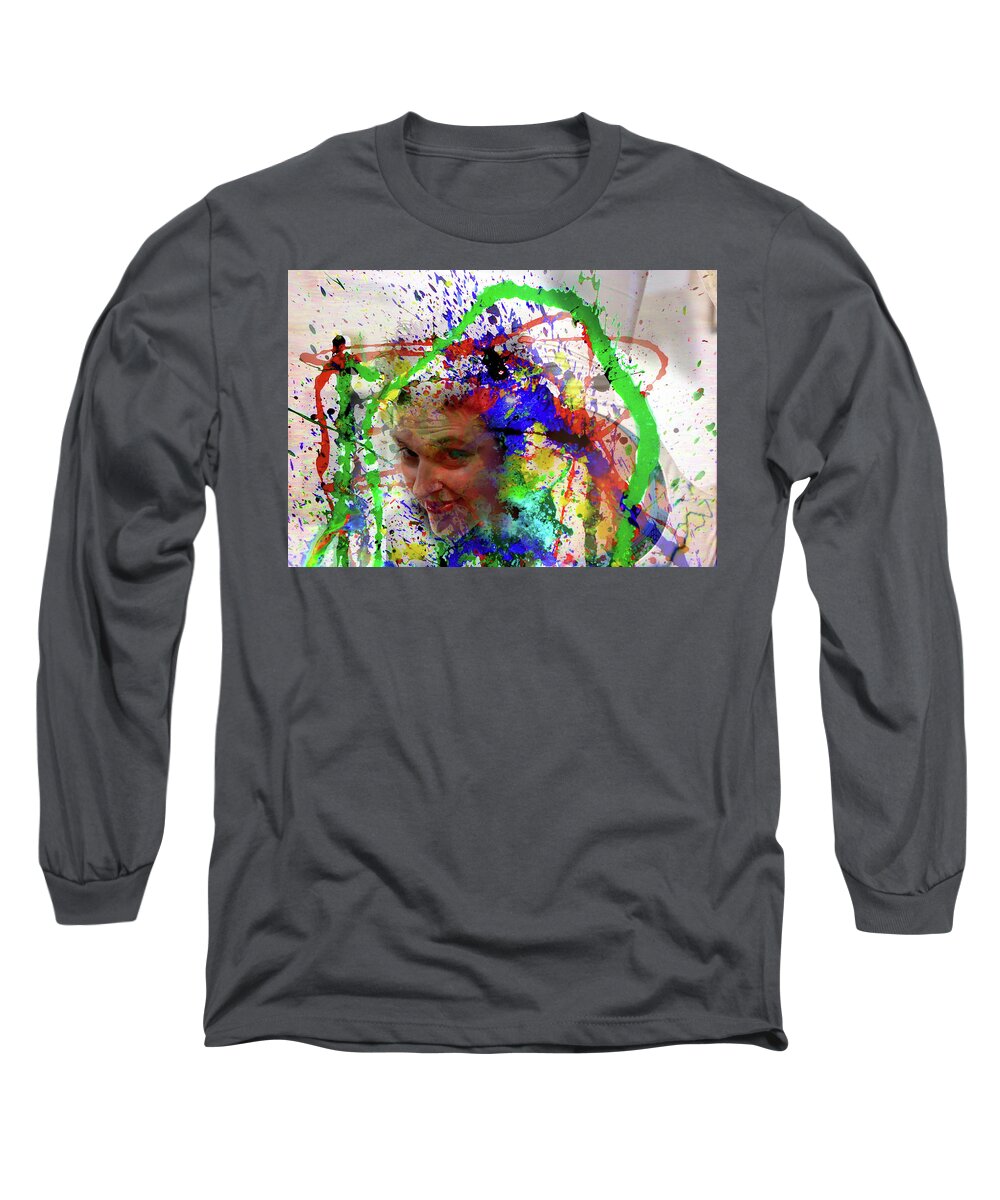 Clown Long Sleeve T-Shirt featuring the painting Clown ? by Leigh Odom