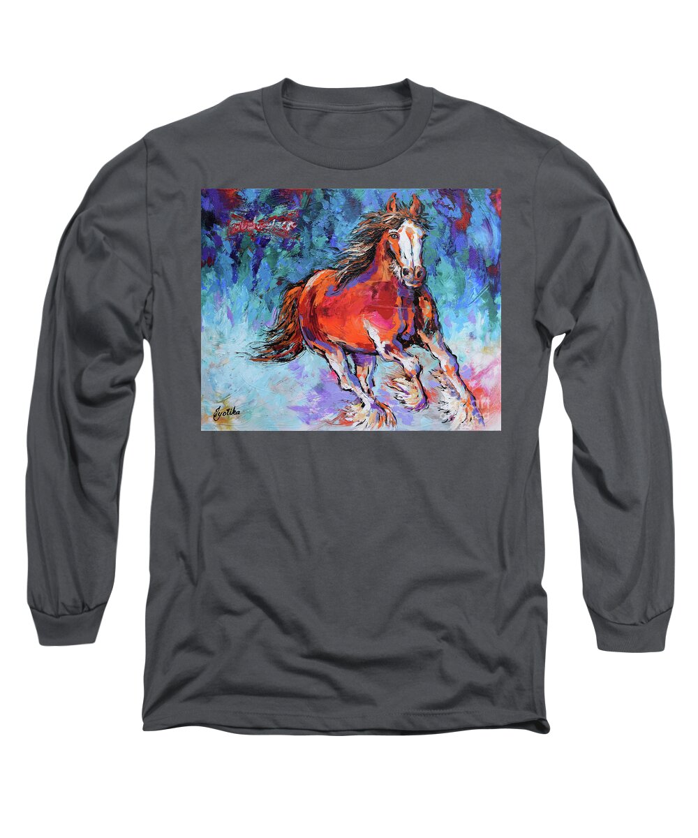  Long Sleeve T-Shirt featuring the painting Clydesdale by Jyotika Shroff