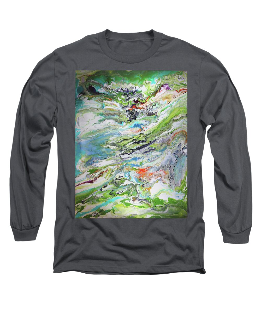 Abstract Long Sleeve T-Shirt featuring the painting Coastal Impressions by Madeleine Arnett