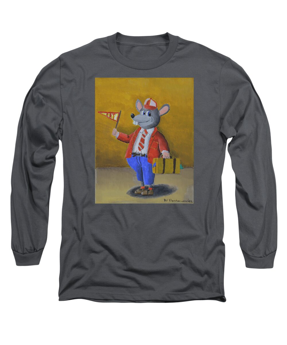 College Rat Long Sleeve T-Shirt featuring the painting College Rat by Winton Bochanowicz