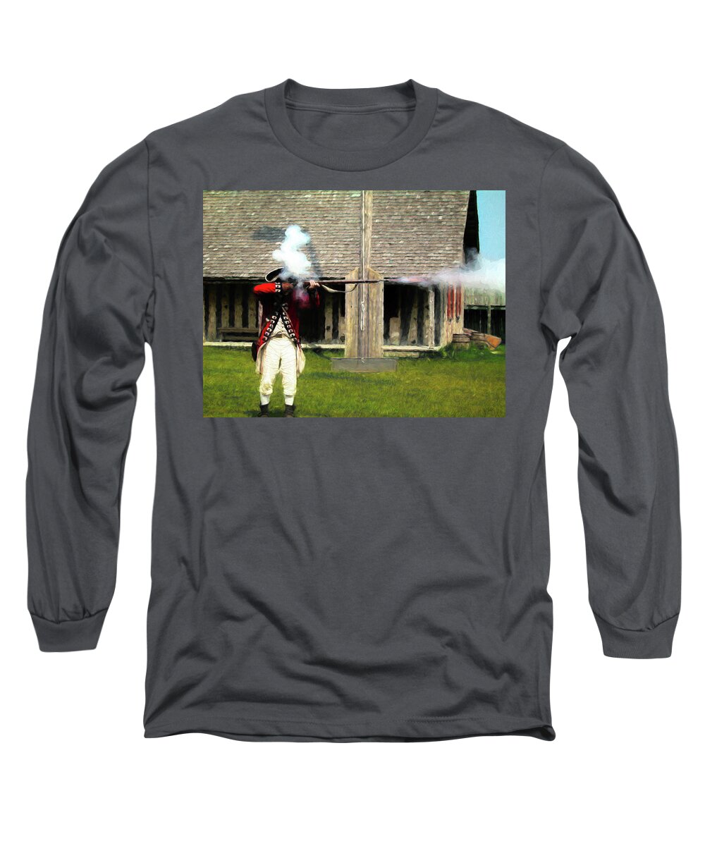 Soldier Long Sleeve T-Shirt featuring the digital art Colonial Soldier by Barry Wills
