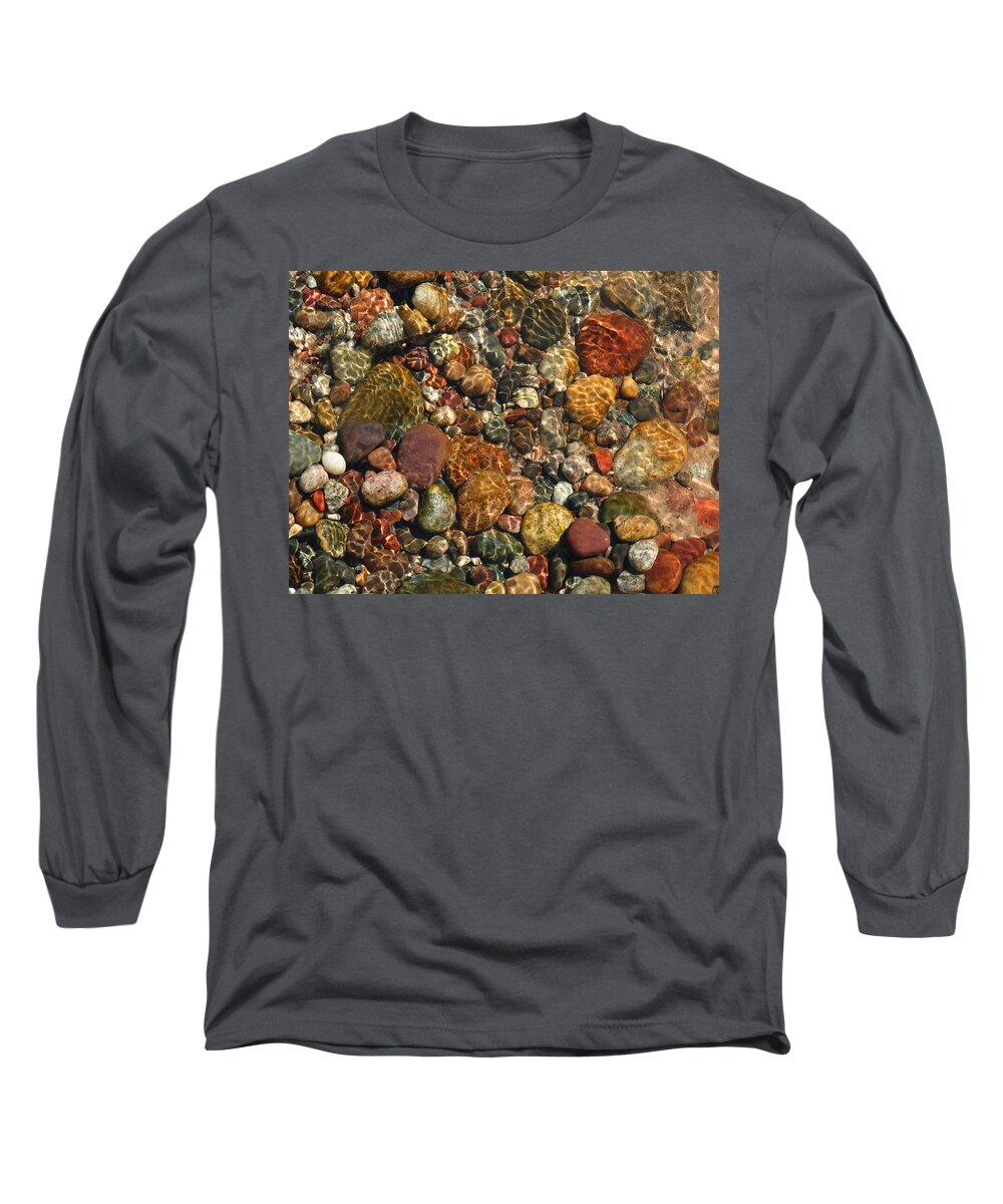 Colored Rocks Long Sleeve T-Shirt featuring the photograph Colored Rocks Under Water by David T Wilkinson
