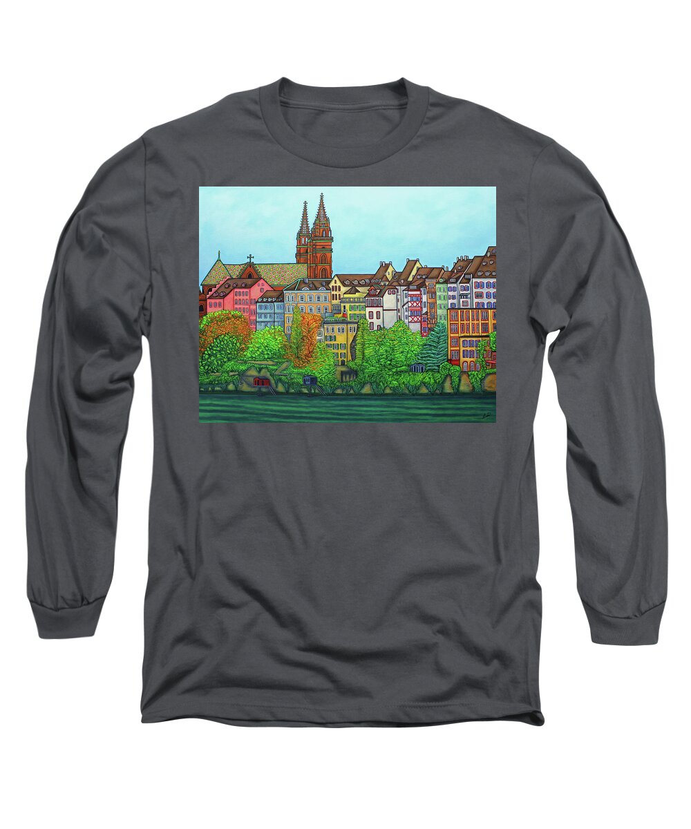Lisa Lorenz Long Sleeve T-Shirt featuring the painting Basel, Colours of Basel by Lisa Lorenz