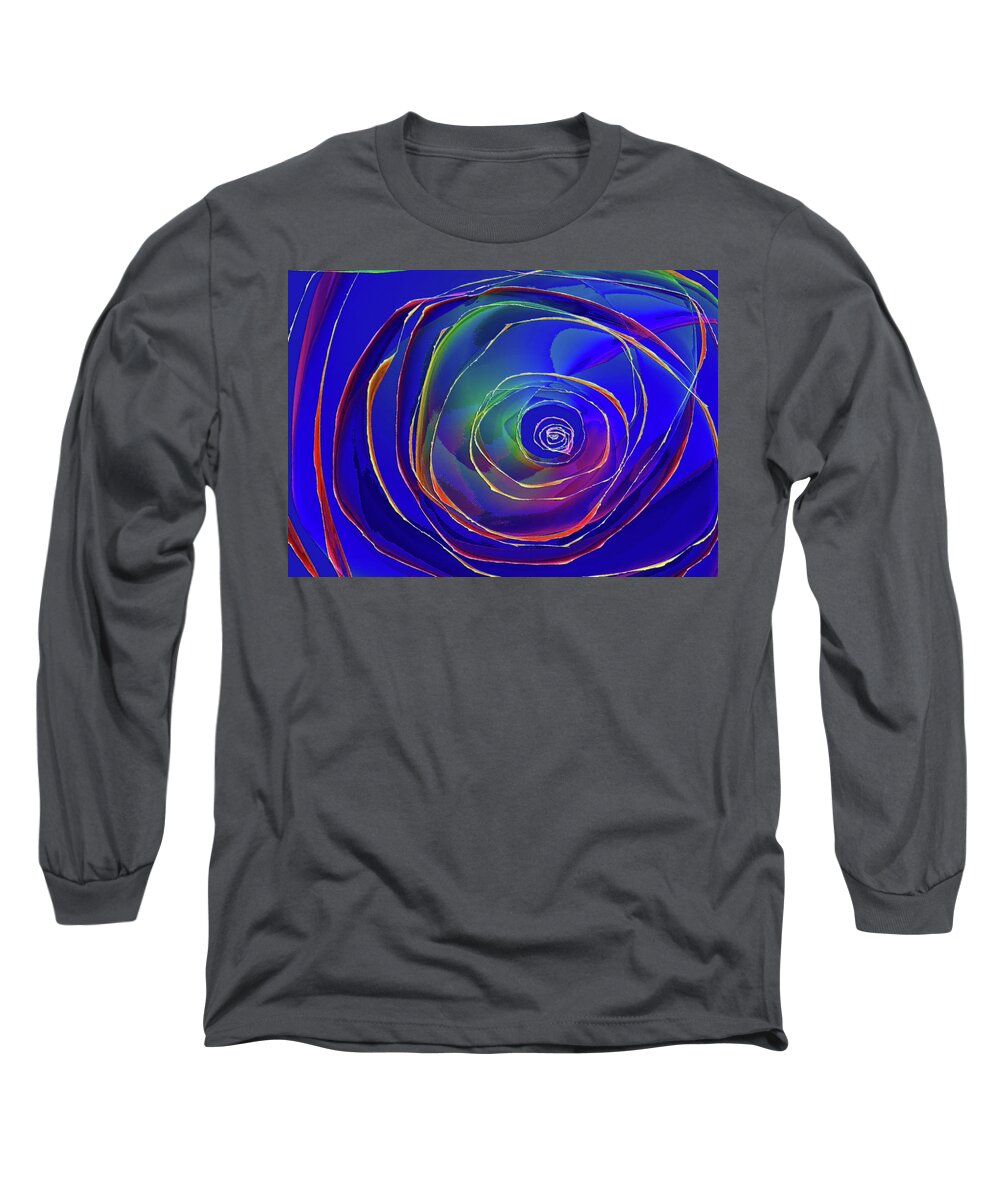 Blue Long Sleeve T-Shirt featuring the digital art Concentric by Alexis Baranek