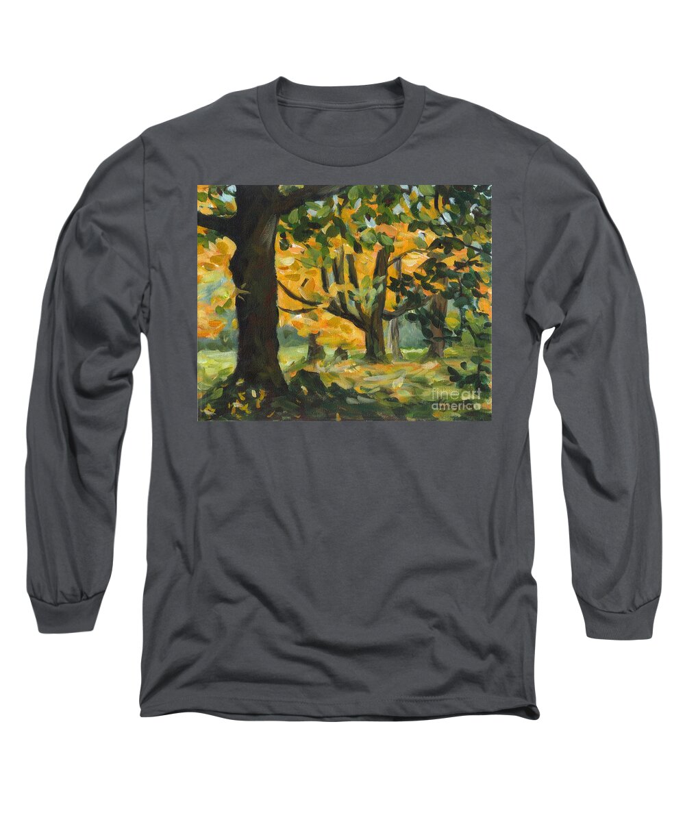 Painting Long Sleeve T-Shirt featuring the painting Concord Fall Trees by Claire Gagnon