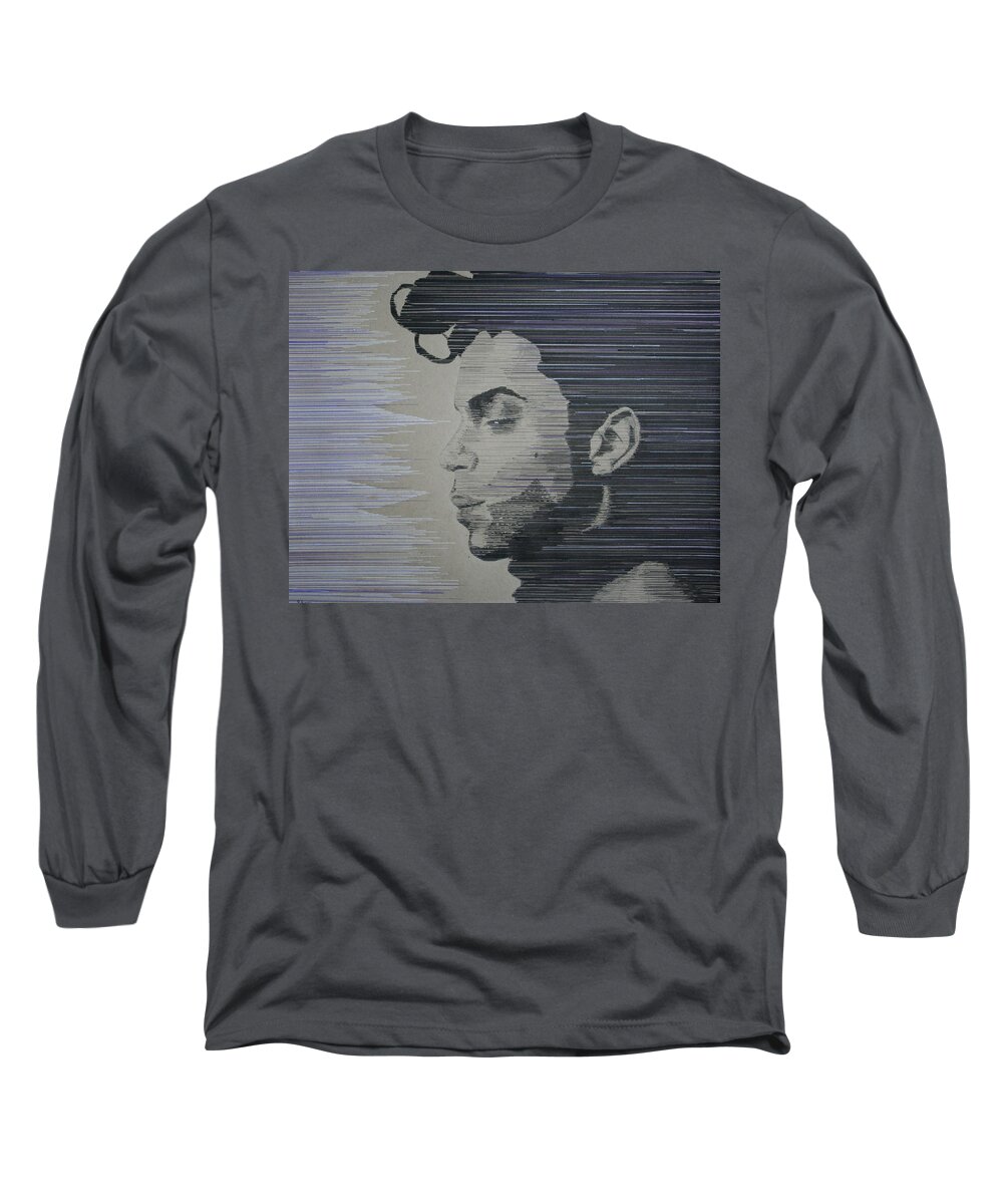 Pen Long Sleeve T-Shirt featuring the drawing Cool as Prince by Edmund Royster