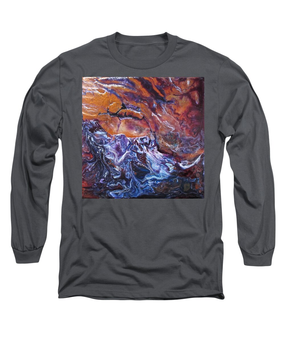Sky Long Sleeve T-Shirt featuring the painting Copper Sky by Janice Nabors Raiteri