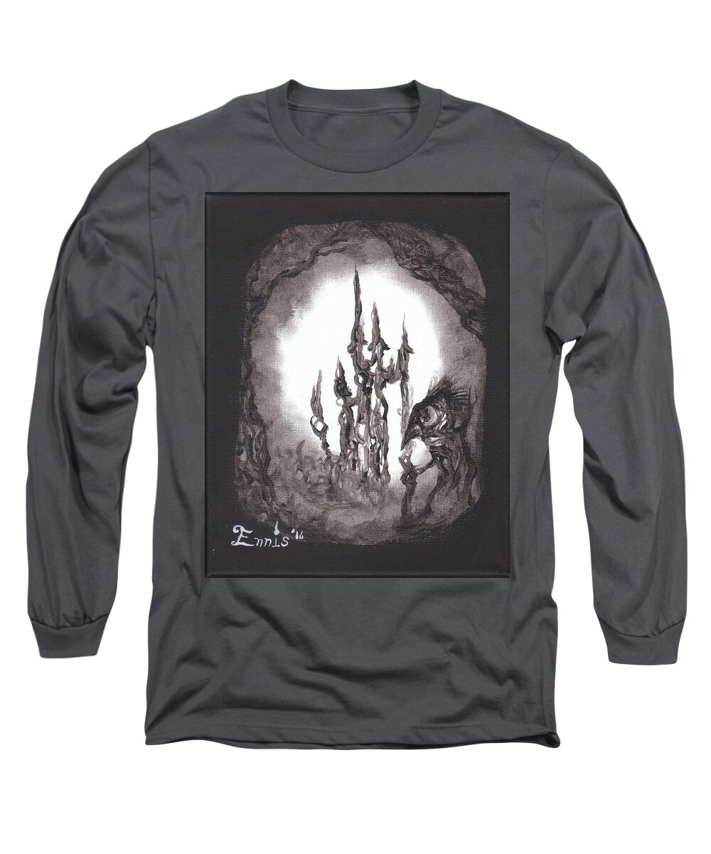 Ennis Long Sleeve T-Shirt featuring the painting Coral Castle by Christophe Ennis