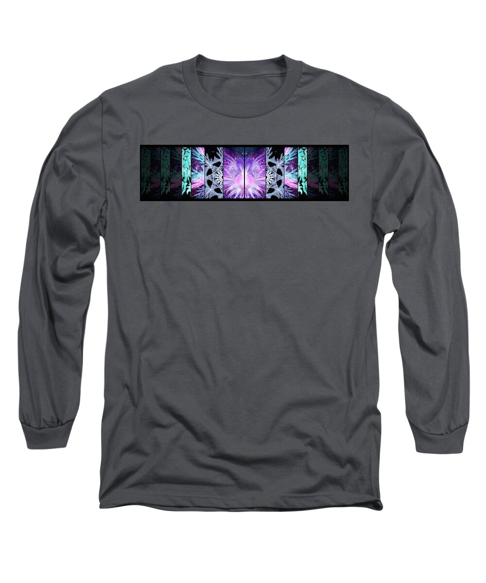 Collage Long Sleeve T-Shirt featuring the mixed media Cosmic Collage Mosaic Left Mirrored by Shawn Dall