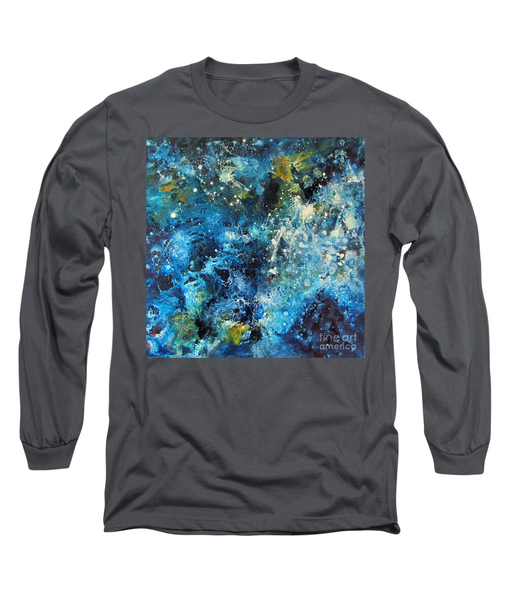 Abstract Painting Long Sleeve T-Shirt featuring the painting Cosmos by Valerie Travers