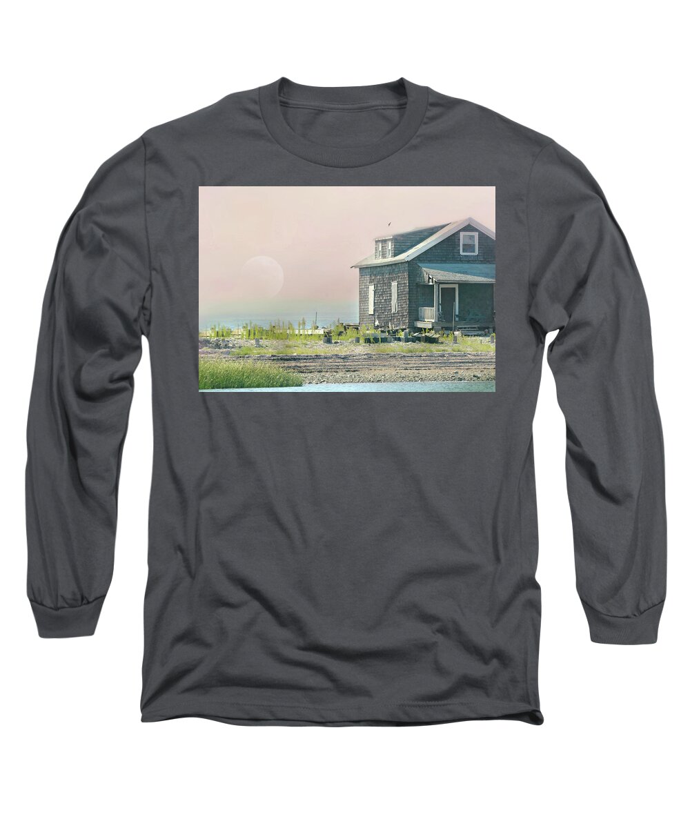 Island Home Long Sleeve T-Shirt featuring the photograph Cottage on the Sound by Diana Angstadt