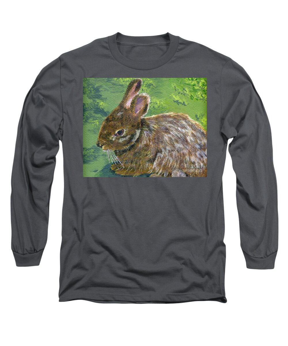 Acrylic Long Sleeve T-Shirt featuring the painting Cottontail by Lynne Reichhart