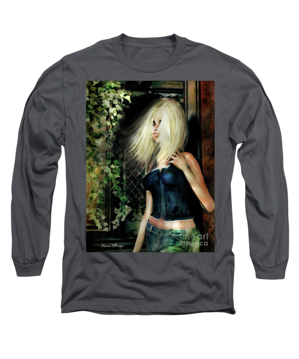 Blonde Long Sleeve T-Shirt featuring the digital art Country Girl by Alicia Hollinger