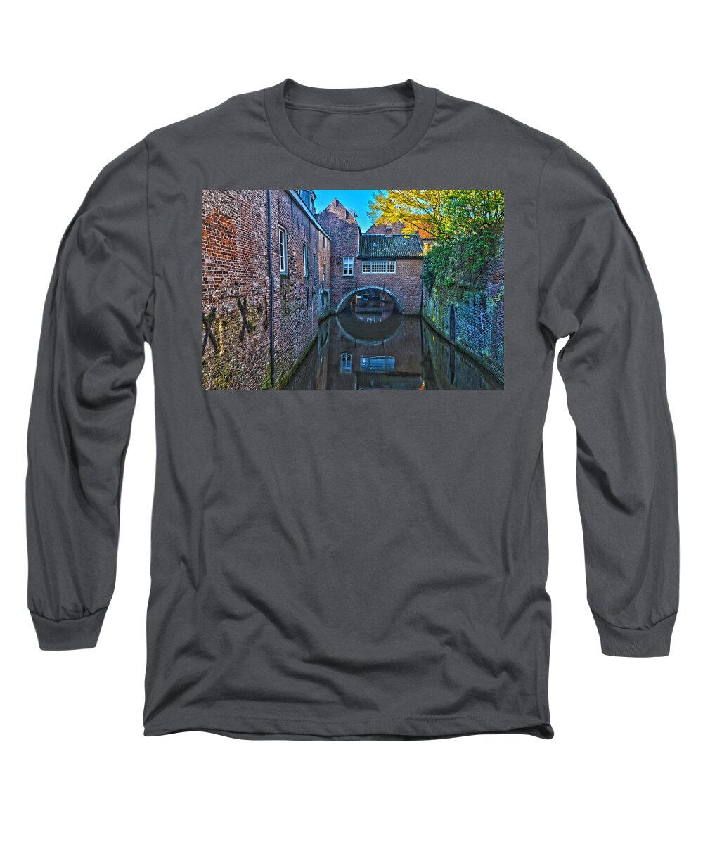Netherlands Long Sleeve T-Shirt featuring the photograph Covered Canal in Den Bosch by Frans Blok