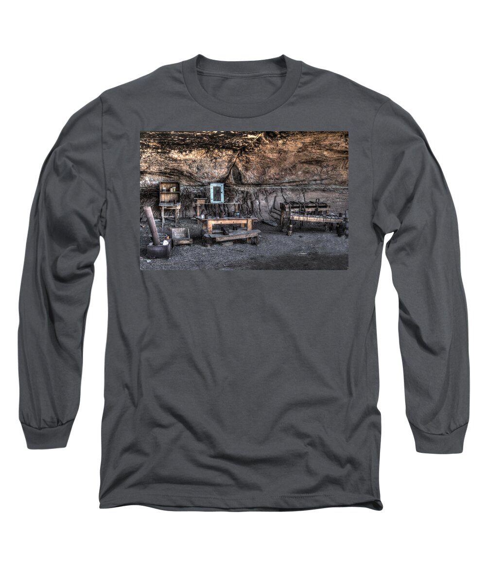 Photograph Long Sleeve T-Shirt featuring the photograph Cowboy Camp 1880s by Richard Gehlbach