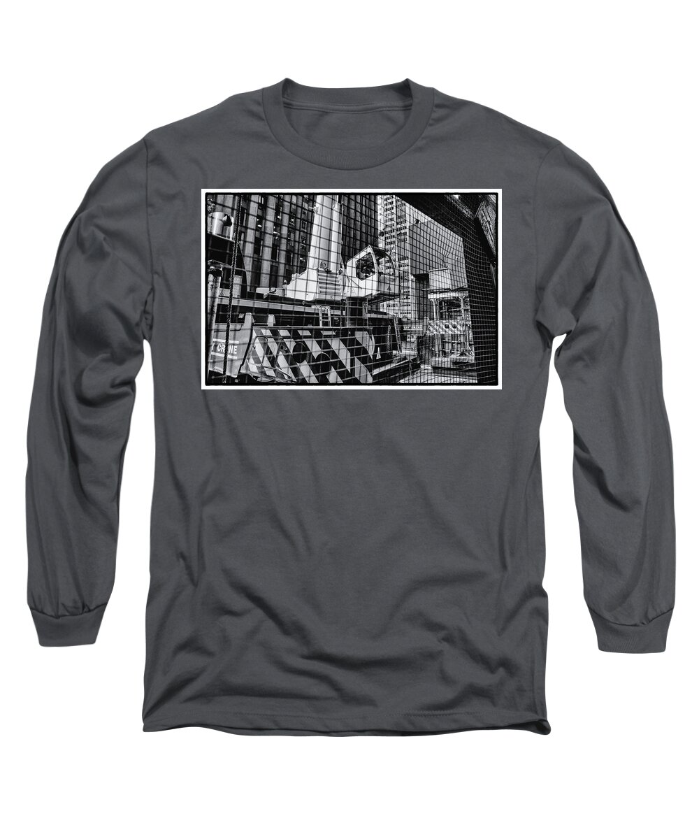 City Long Sleeve T-Shirt featuring the photograph Crane in Manhattan by Frank Winters