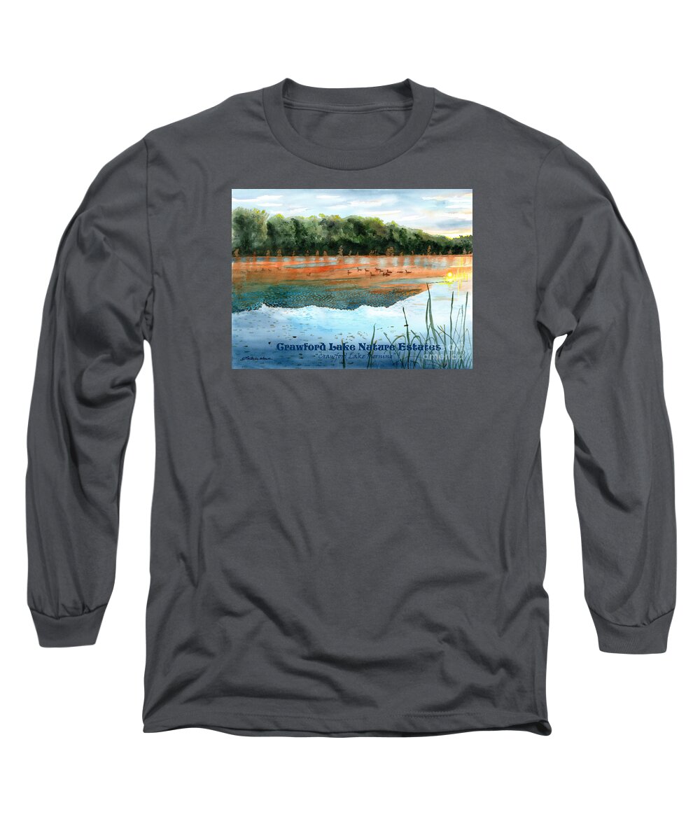 Crawford Lake Long Sleeve T-Shirt featuring the painting Crawford Lake Nature Estates by LeAnne Sowa