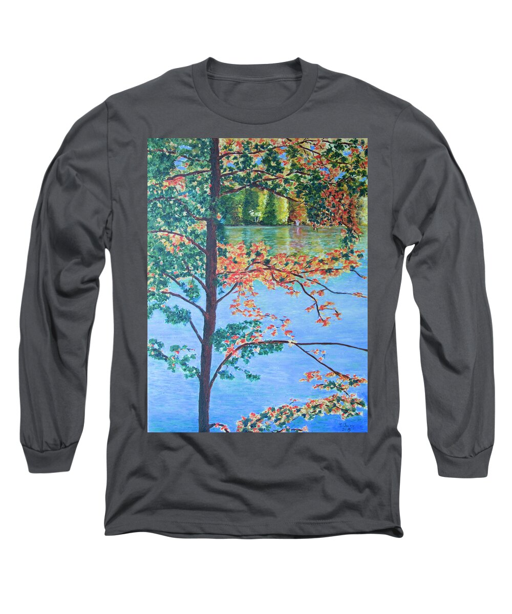 Lake Long Sleeve T-Shirt featuring the painting Crawford Lake ON by Milly Tseng