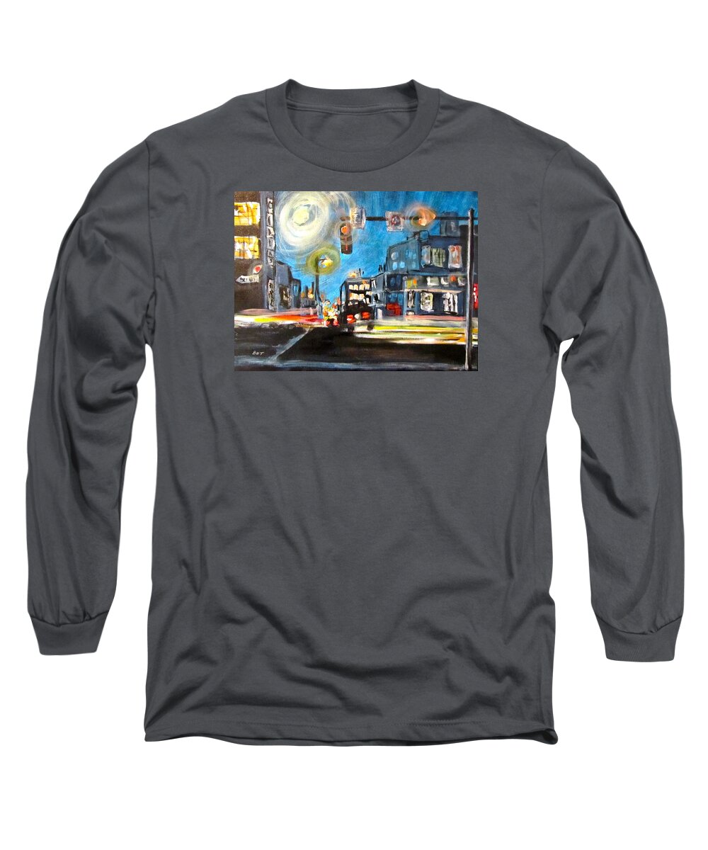 Movement Long Sleeve T-Shirt featuring the painting Cross Traffic by Barbara O'Toole