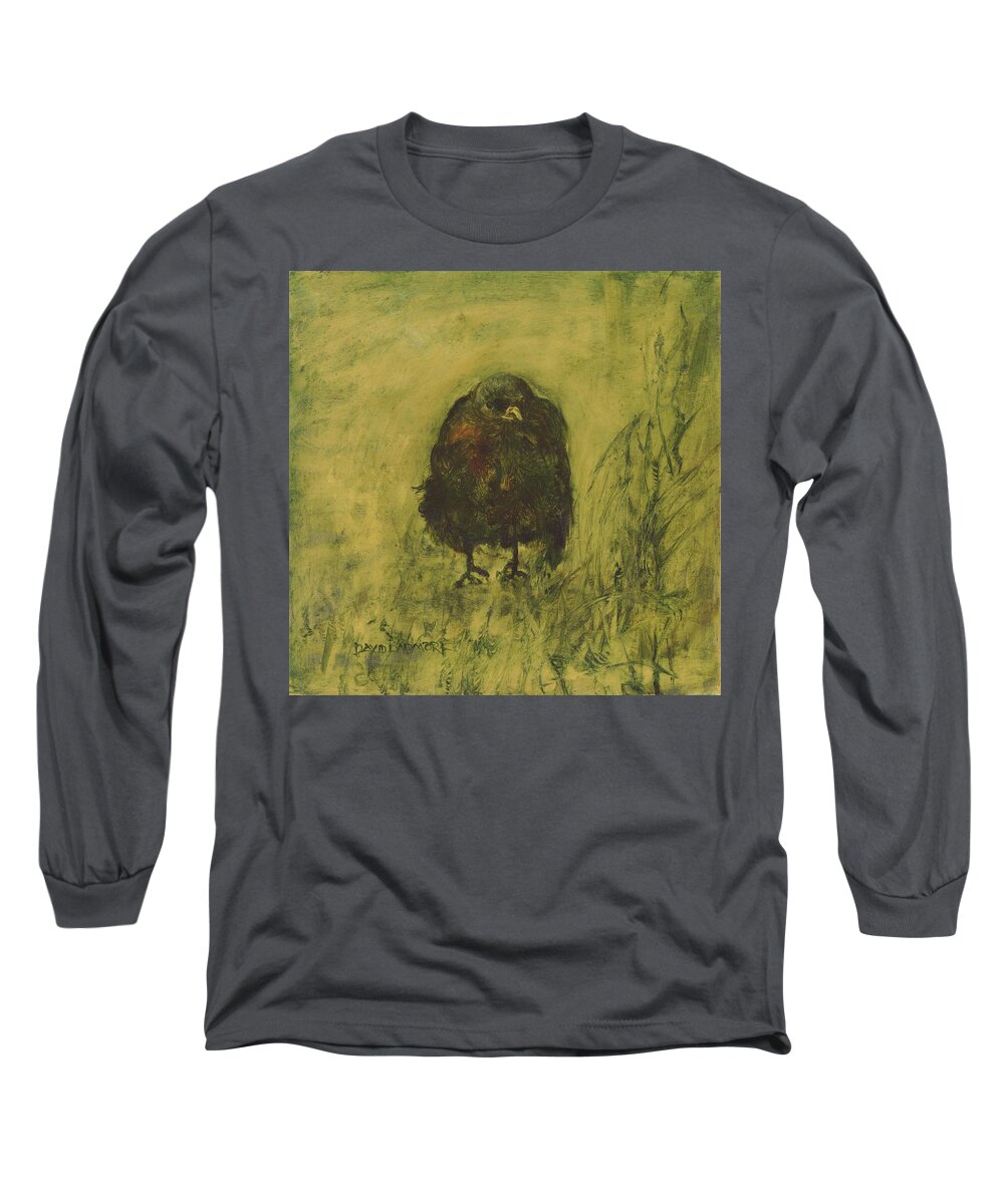 Bird Long Sleeve T-Shirt featuring the painting Crow 26 by David Ladmore