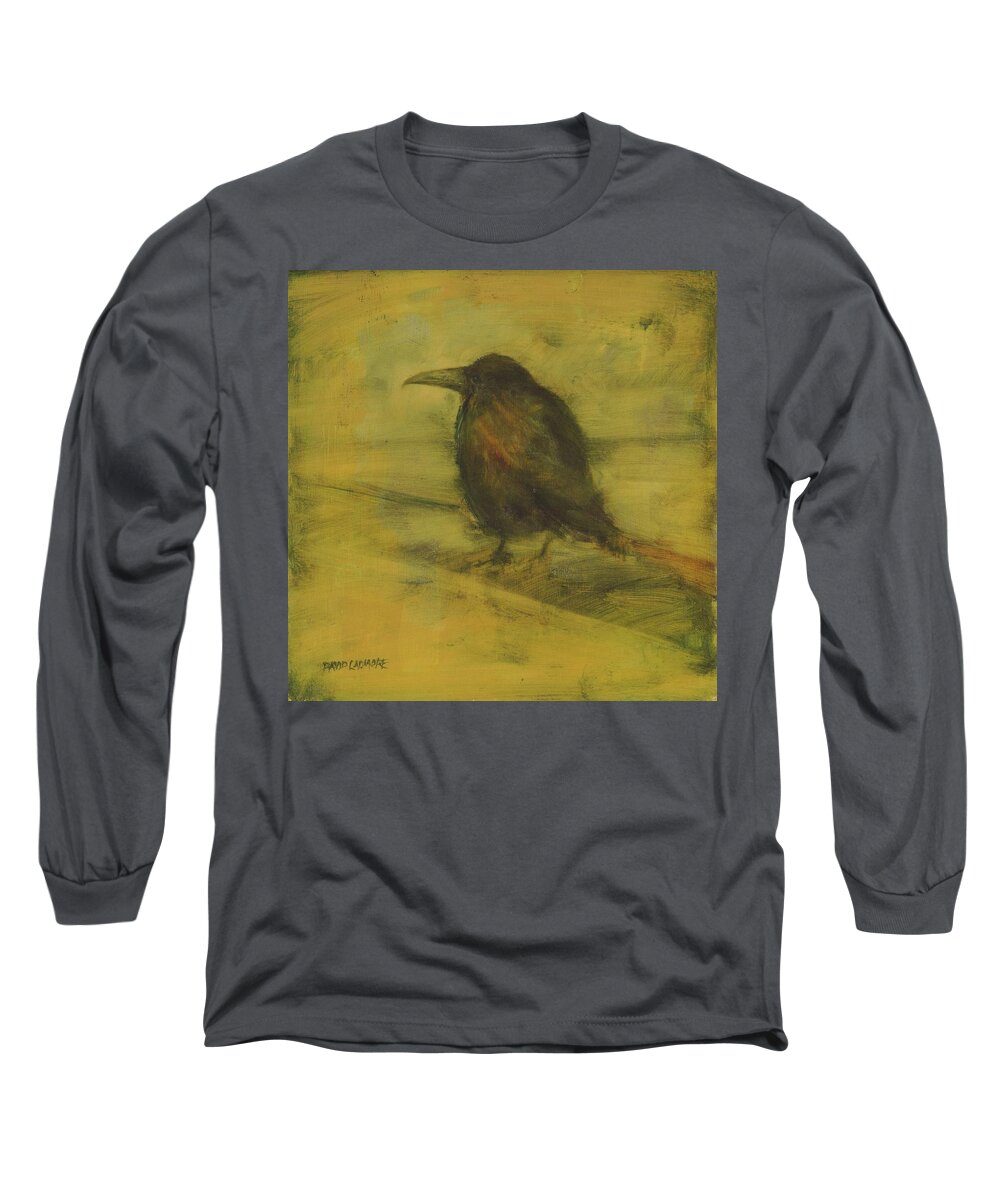 Bird Long Sleeve T-Shirt featuring the painting Crow 27 by David Ladmore