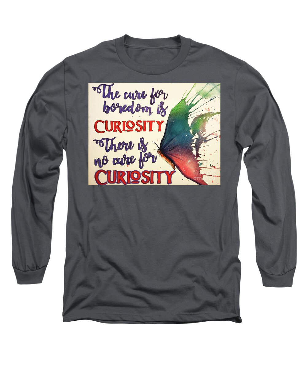 Butterfly Long Sleeve T-Shirt featuring the painting Curiosity by Diane Fujimoto