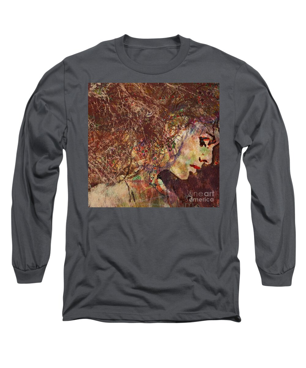 Sad Woman Long Sleeve T-Shirt featuring the mixed media Daisy Chain Eve by Kim Prowse
