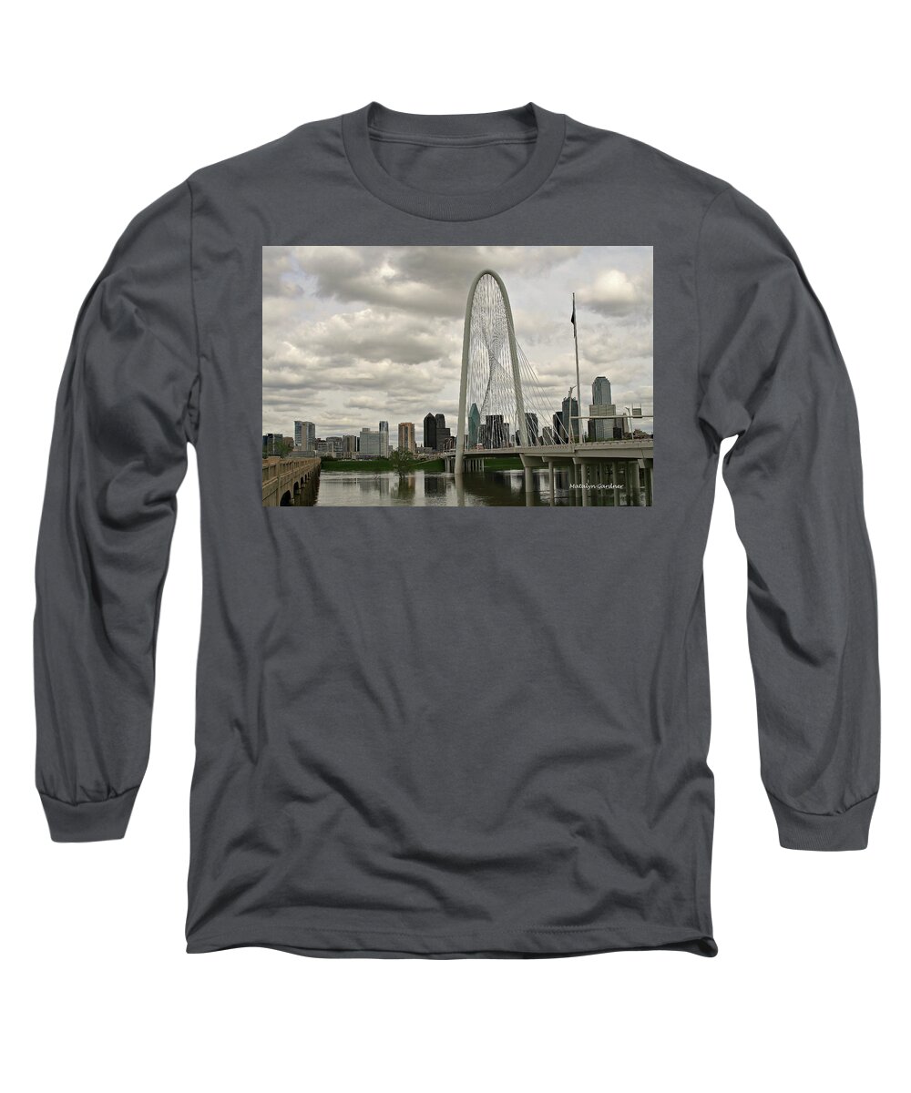 Bridge Long Sleeve T-Shirt featuring the photograph Dallas Suspension Bridge by Matalyn Gardner