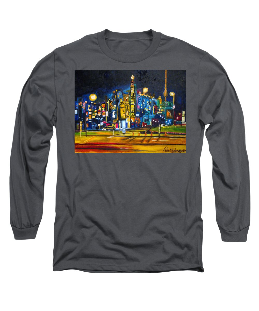 Cityscape Long Sleeve T-Shirt featuring the painting Dam Square by Patricia Arroyo