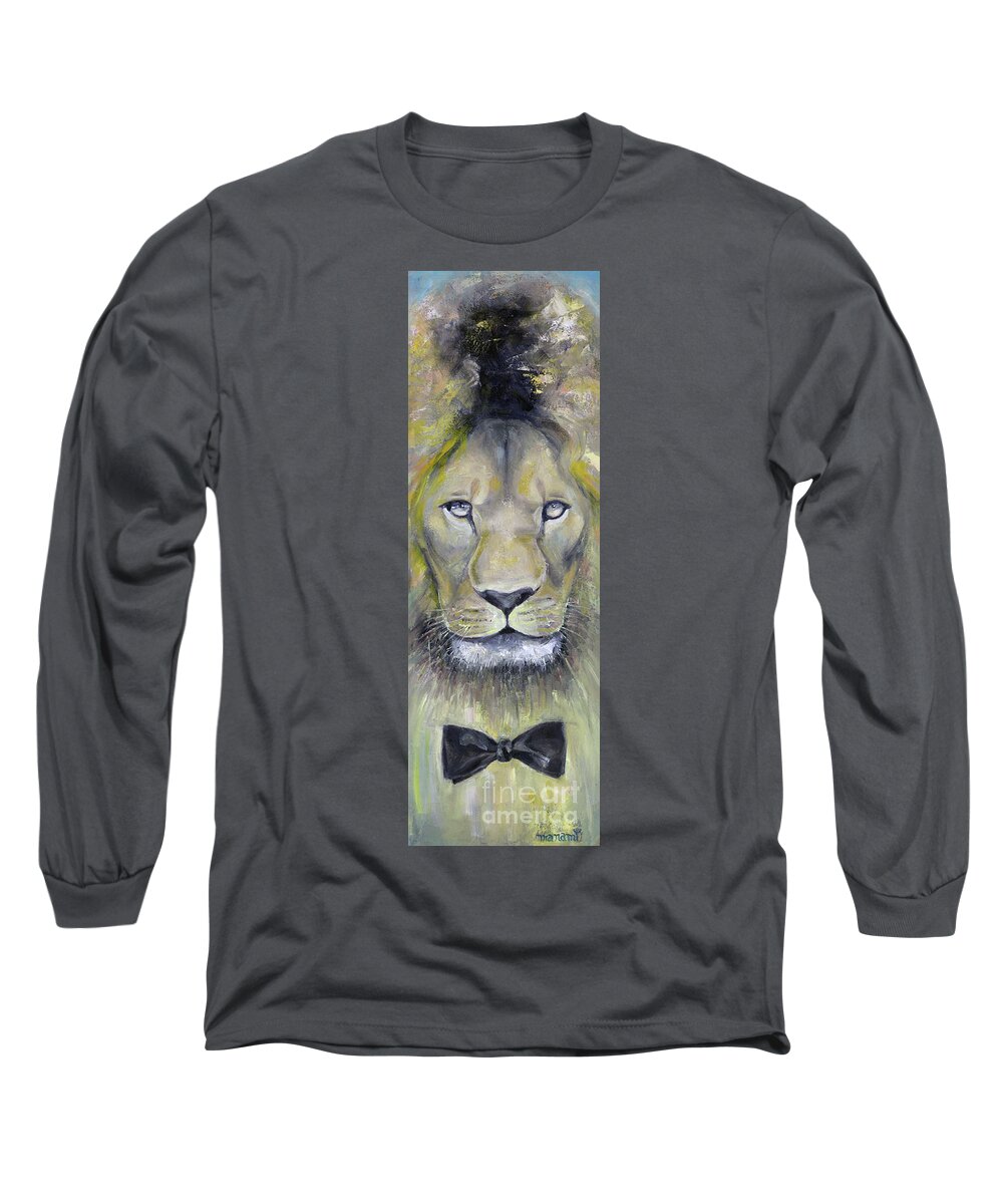 Dandy Long Sleeve T-Shirt featuring the painting Dandy Lion by Manami Lingerfelt