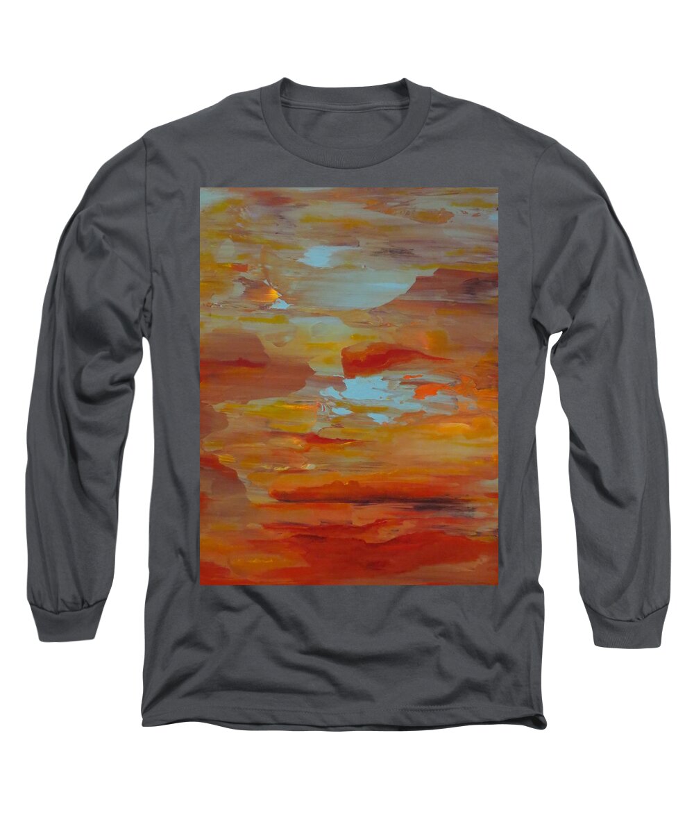 Abstract Long Sleeve T-Shirt featuring the painting Days End by Soraya Silvestri