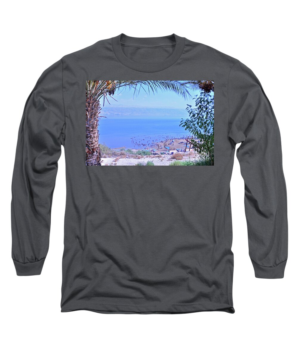 Kalia Long Sleeve T-Shirt featuring the photograph Dead Sea Overlook 2 by Lydia Holly