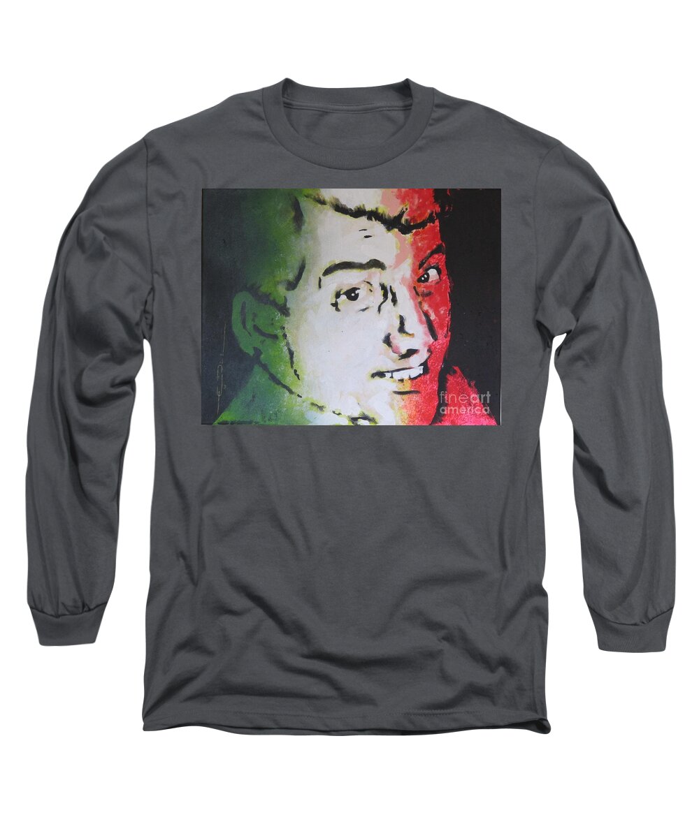 Celebrity Portrait Long Sleeve T-Shirt featuring the painting Dean Martin - Italian American by Eric Dee