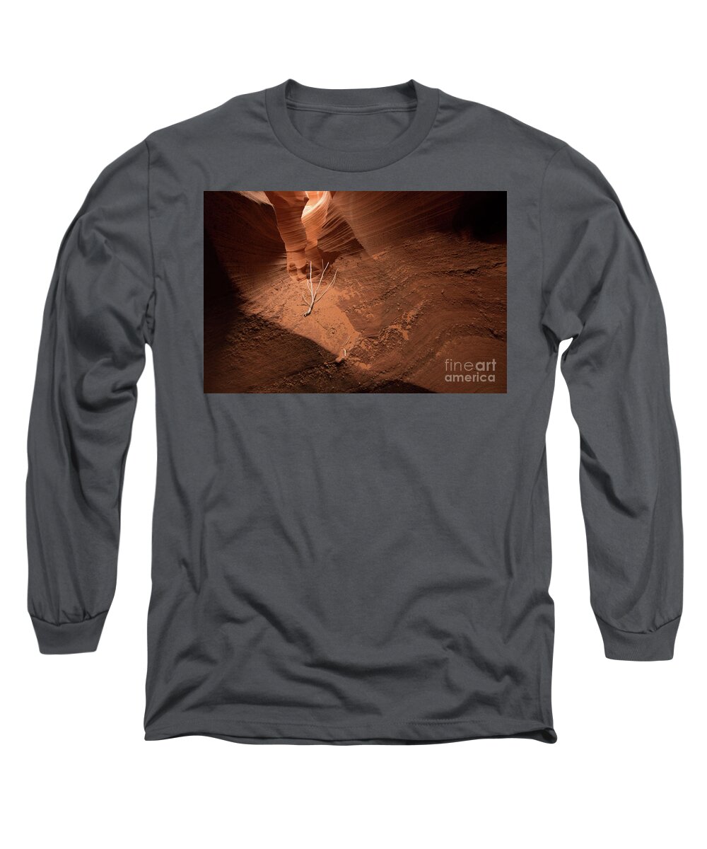  Lone Long Sleeve T-Shirt featuring the photograph Deep Inside Antelope Canyon by Jim DeLillo