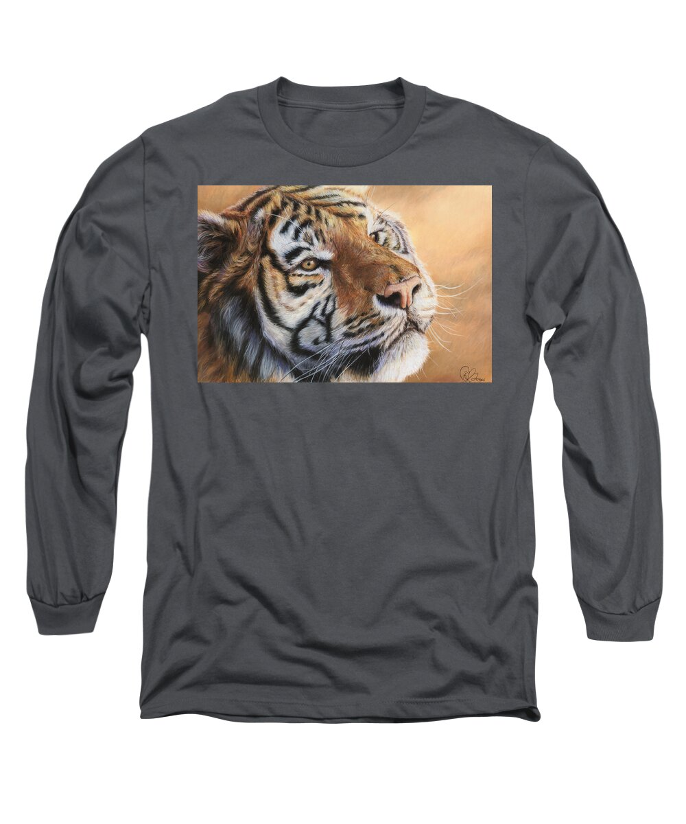 Tiger Long Sleeve T-Shirt featuring the pastel Deep Thoughts by Kirsty Rebecca