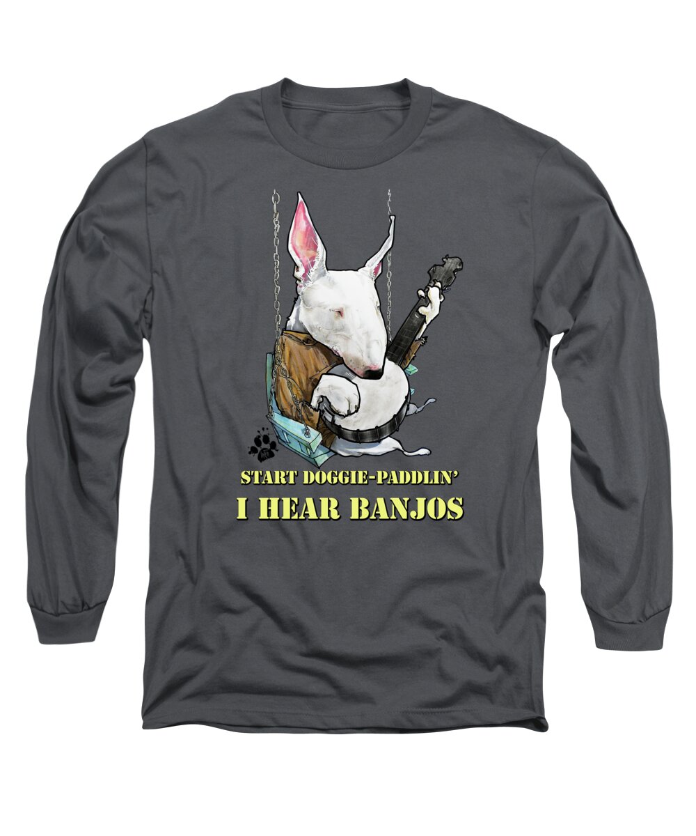 Dog Caricature Long Sleeve T-Shirt featuring the drawing Deliverance Bull Terrier Caricature Art Print by John LaFree