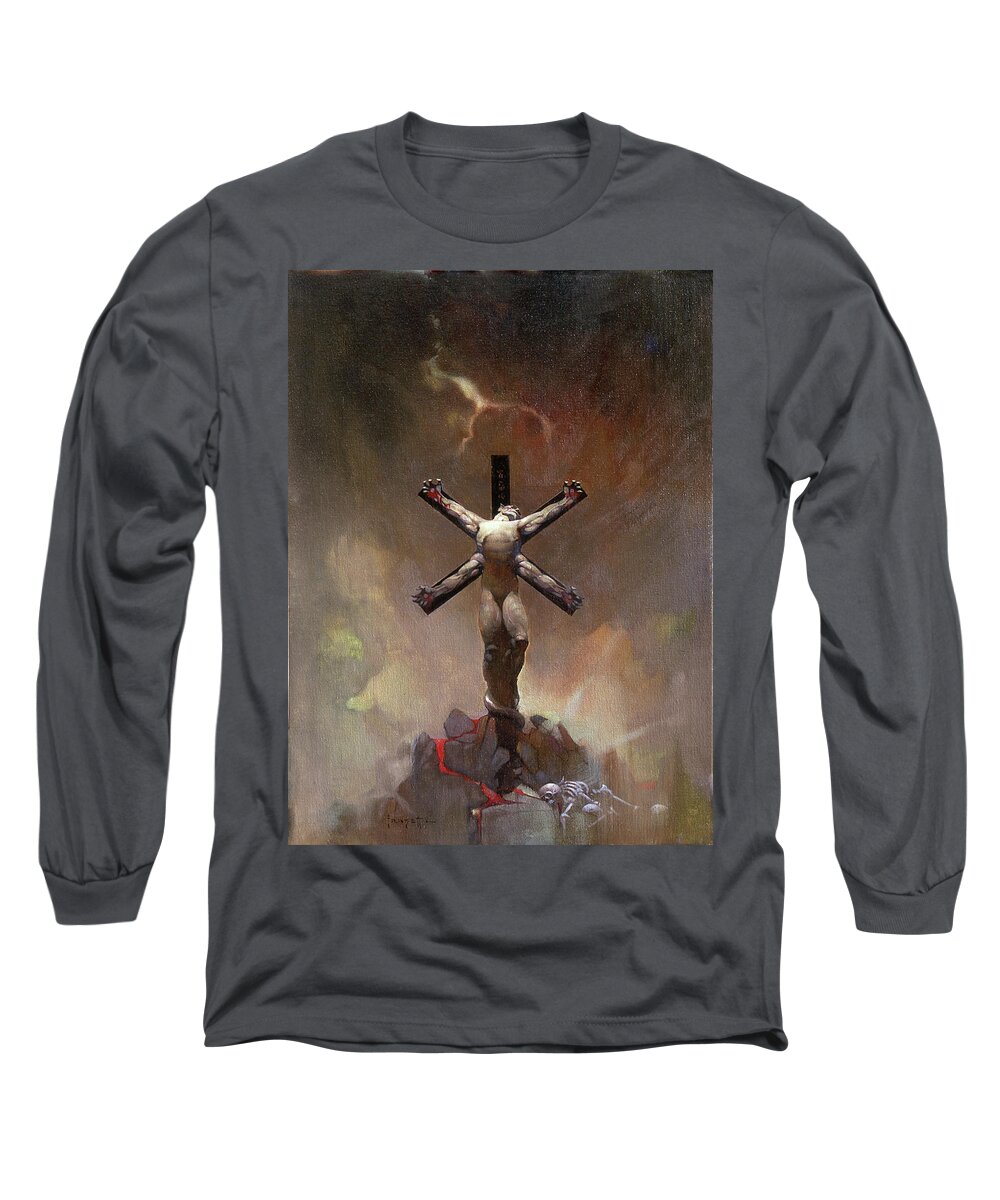 Demon Crucified Sleeve T-Shirt by Frank Frazetta - Fine Art America