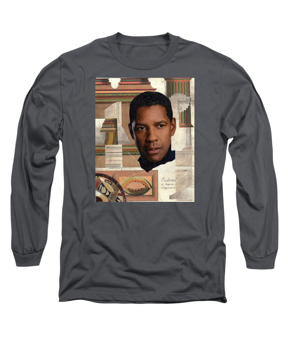 Collage Long Sleeve T-Shirt featuring the digital art Denzel by John Vincent Palozzi